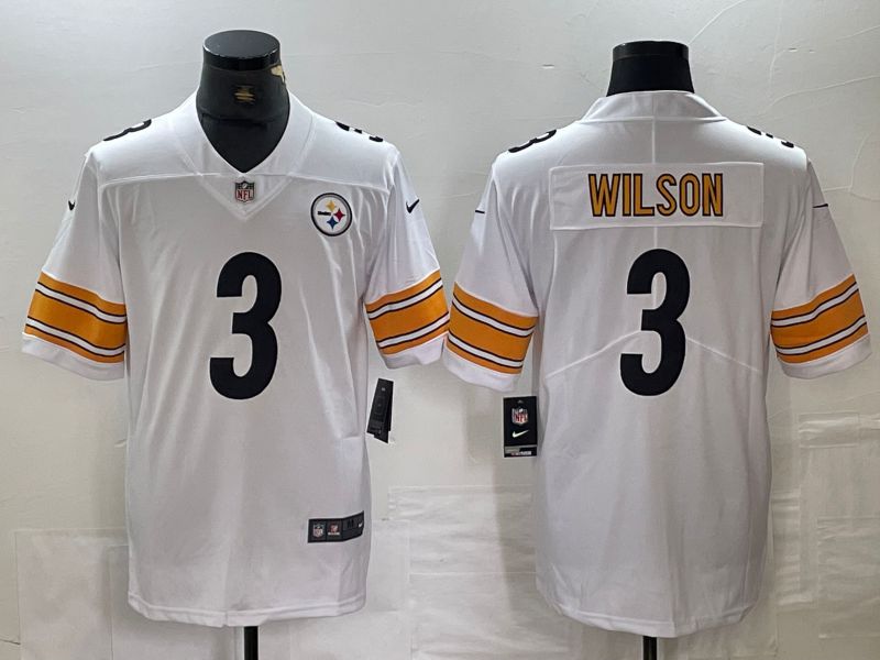 Men Pittsburgh Steelers #3 Wilson White 2024 Nike Vapor Untouchable Limited NFL Jersey style 1
